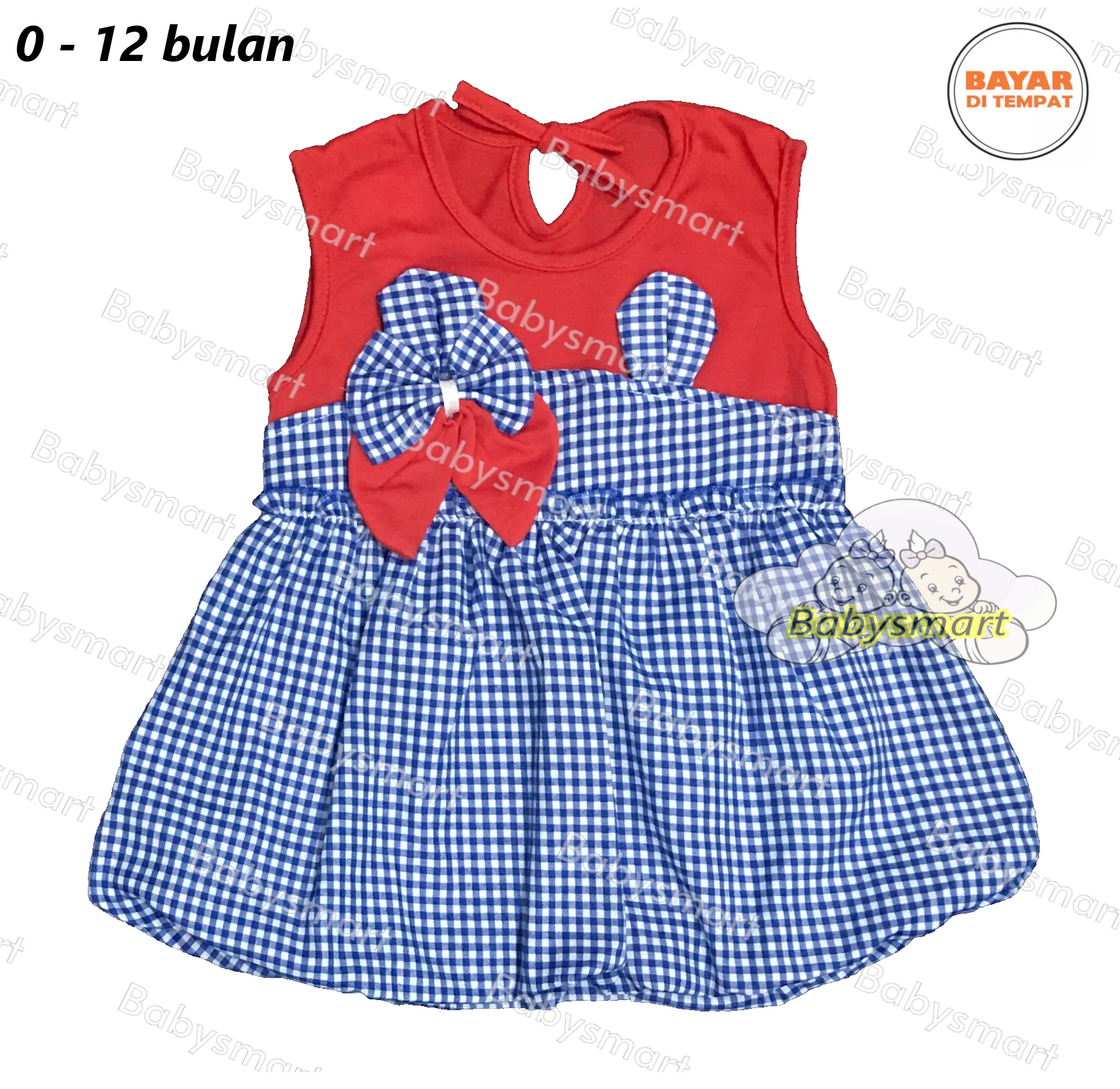 bayie baju bayi perempuan dress motif polkadot pita planet kids usia 0 12 bulan pakaian anak cewek