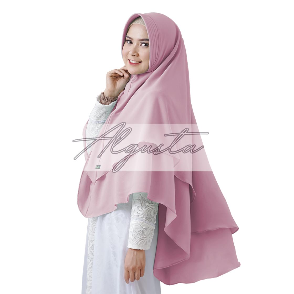 Algusta Hijab Kerudung Syari Kerudung Instan Terbaru Jilbab Jumbo Kerudung Bergo Syari FULL DOUBLE LAYER Khimar Syari