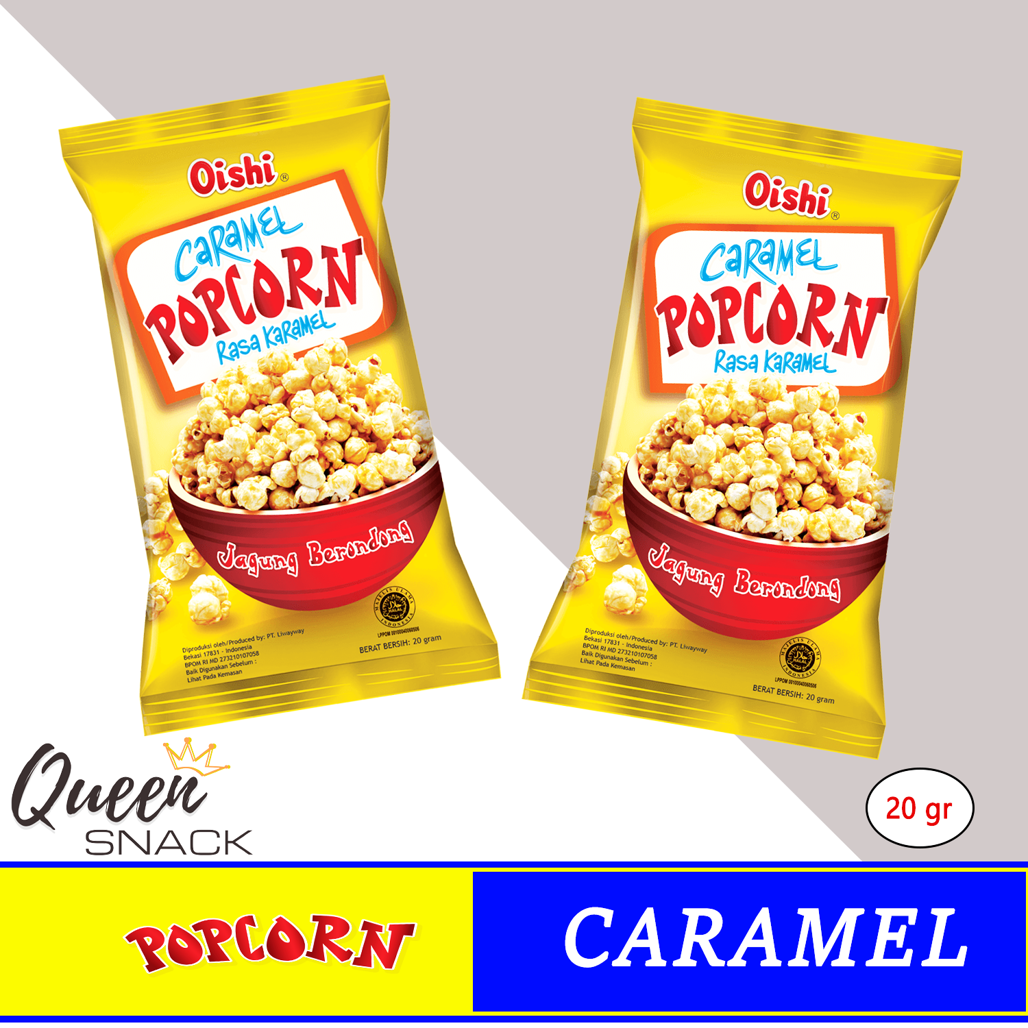 Oishi Popcorn Caramel Snack Jagung Brondong Rasa Karamel Kemasan