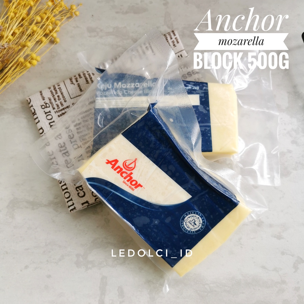 KEJU MOZZARELLA ANCHOR BLOK ANCHOR MOZZARELLA CHEESE BLOCK REP 500 GR