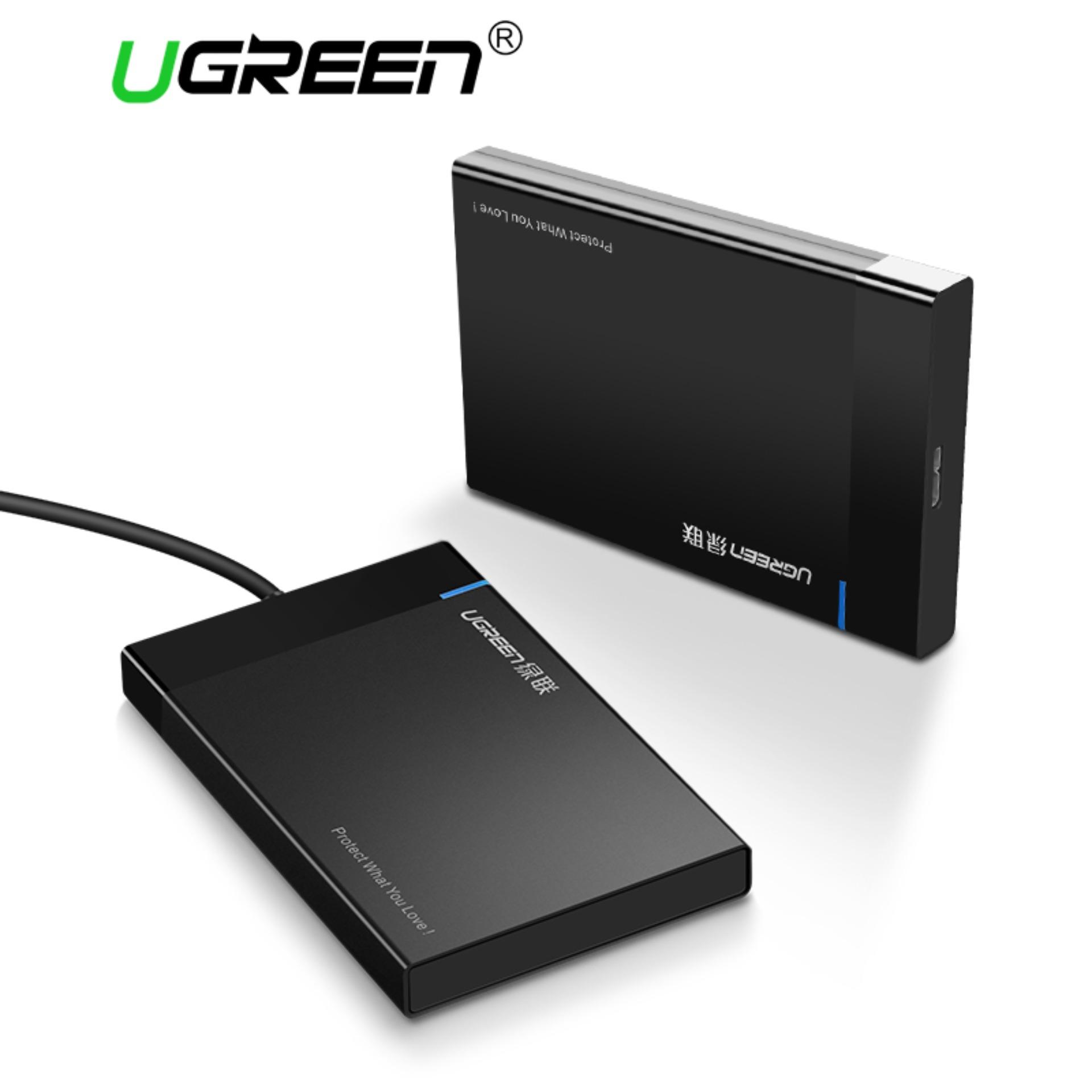 UGREEN Enclosure Harddisk Eksternal USB 3.0 dari Harddisk Eksternal SATA untuk 2.5 Inch HDD dan SSD Hingga 6TB, Mendukung UASP Warna Hitam