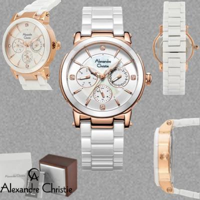jam tangan alexandre christie original / jam tangan wanita alexander cristie ac2517 white keramik rose gold / terbaru jam tangan wanita alexandre christie original / jam tangan casual wanita