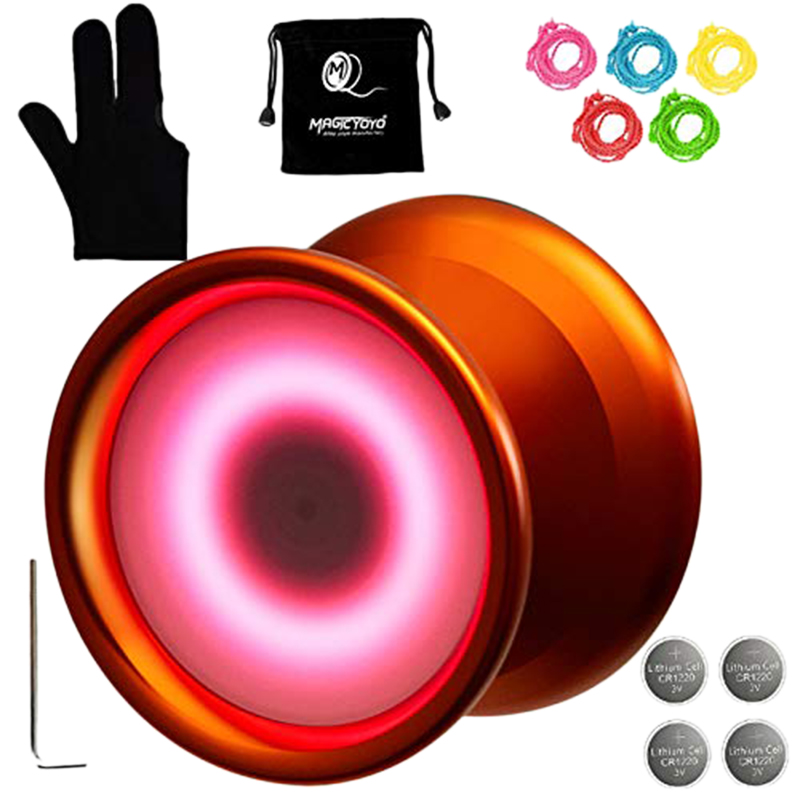 Magicyoyo Y02-Aurora Light Up Professional Unresponsive Yoyo with Led Lights with Glove,Yoyo Holster,5 Strings,Blue Led Light