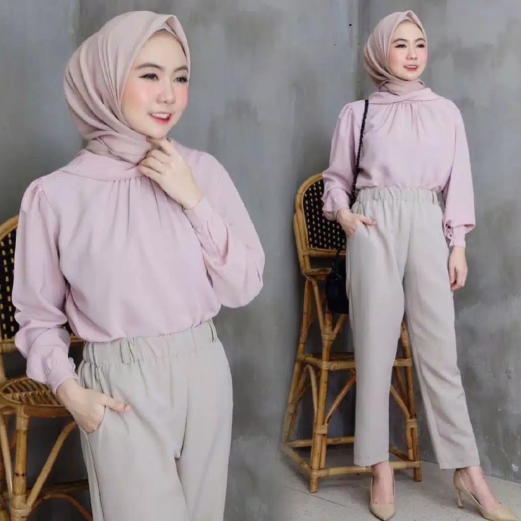 B&B Fashion - TABINA Blouse Bahan Tory Burch Model Terbaru 2024 Lengan ...