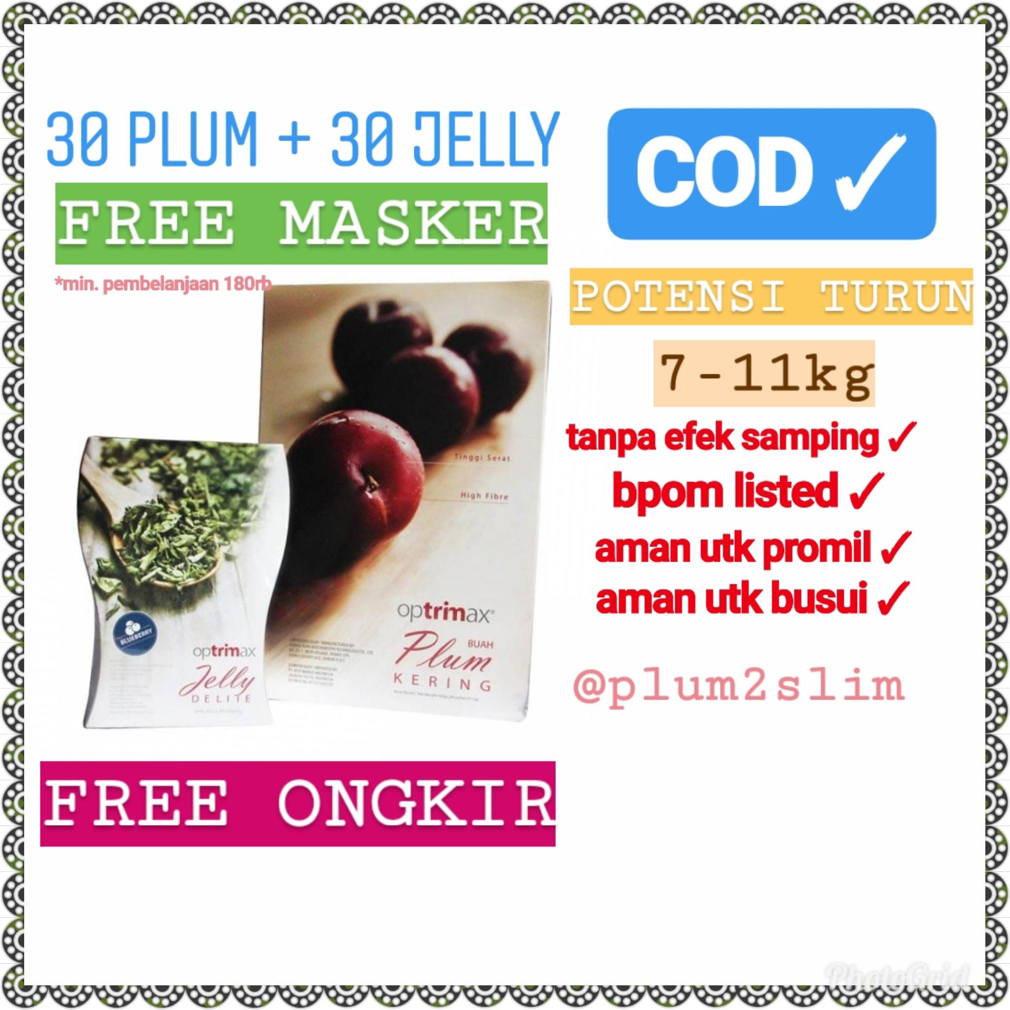 Optrimax Plum 30 pcs dan Jelly 30 pcs Buah Detox Buah Detoks Buah Plum Pelangsing Buah Diet Obat Pelangsing Obat Kurus Pengurus Badan Detoksifikasi Pembakar Lemak Penghilang LemakPlum Kering Optrimax Plum Delite Optrimax Jelly Delite