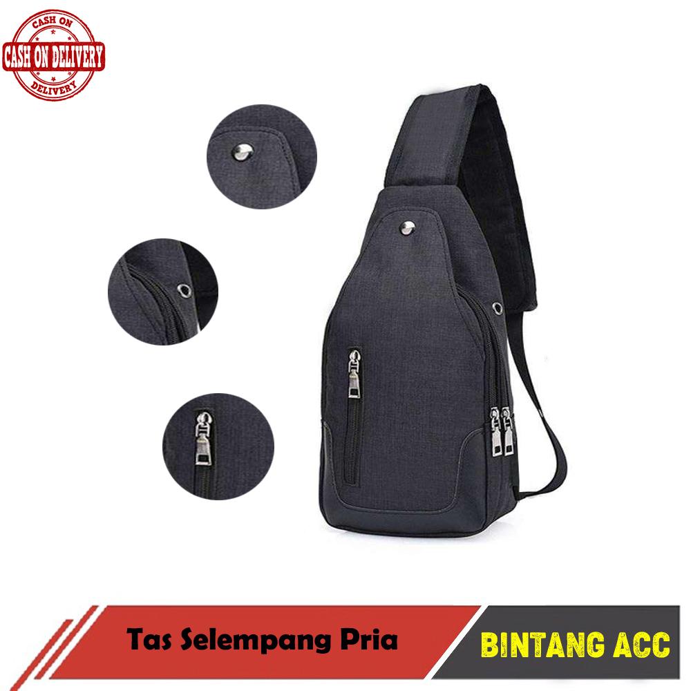 Tas Pria Kancing Magnet - Tas Slempang Import Impor Slempang Selempang Sling Bag Kancing Magnet Port Earphone