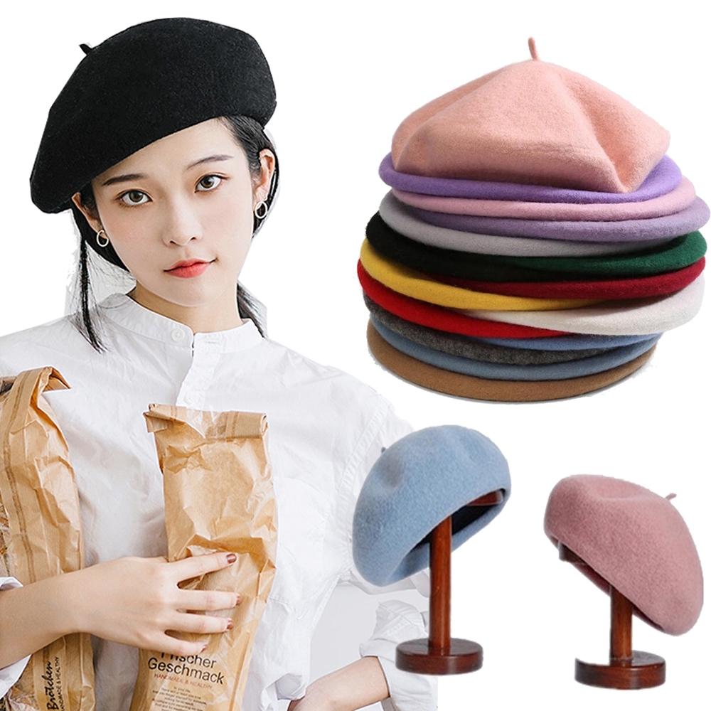 Topi Beret Seniman Bahan Wol Baretta 