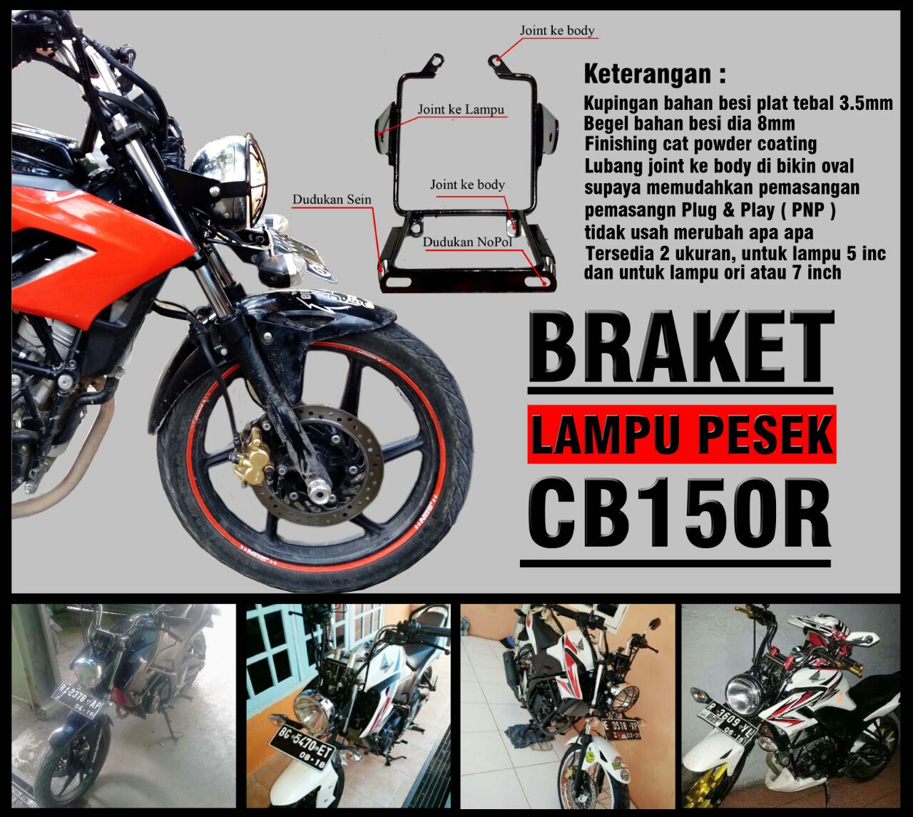 Braket Lampu Pesek CB 15o SET Headlamp 7 Inch Dudukan Lampu Bulat Honda Cb 150 R Modifikasi Motor Honda Variasi Motor CB Lampu Depan Lazada Indonesia