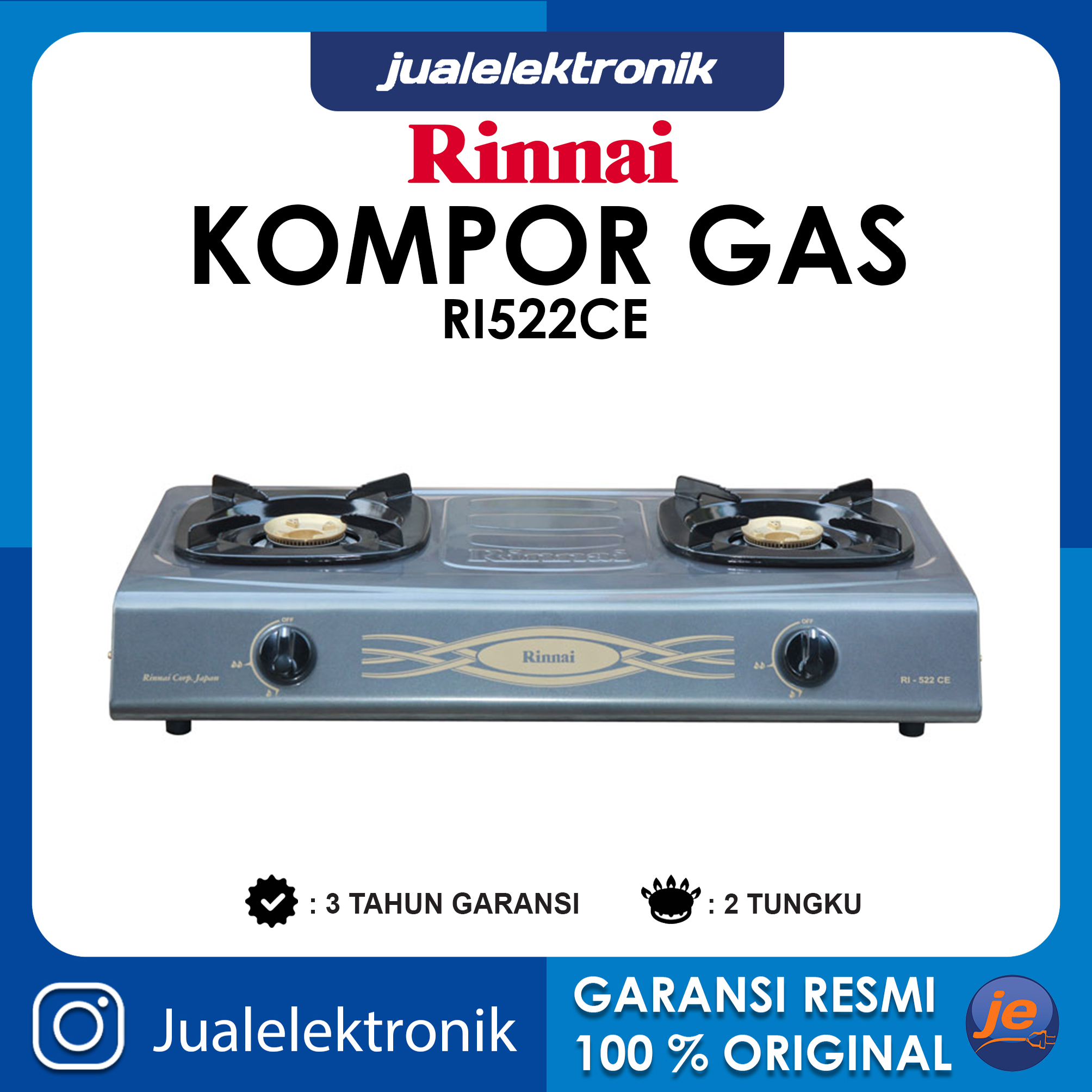 Rinnai Kompor Gas 2 Tungku - RI522CE | Lazada Indonesia