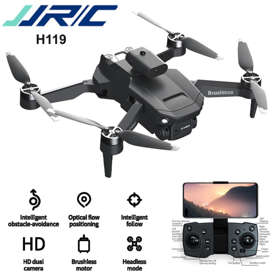 JJRC H115 Mainan Drone FPV Brushless Dual Camera HD WiFi Anti