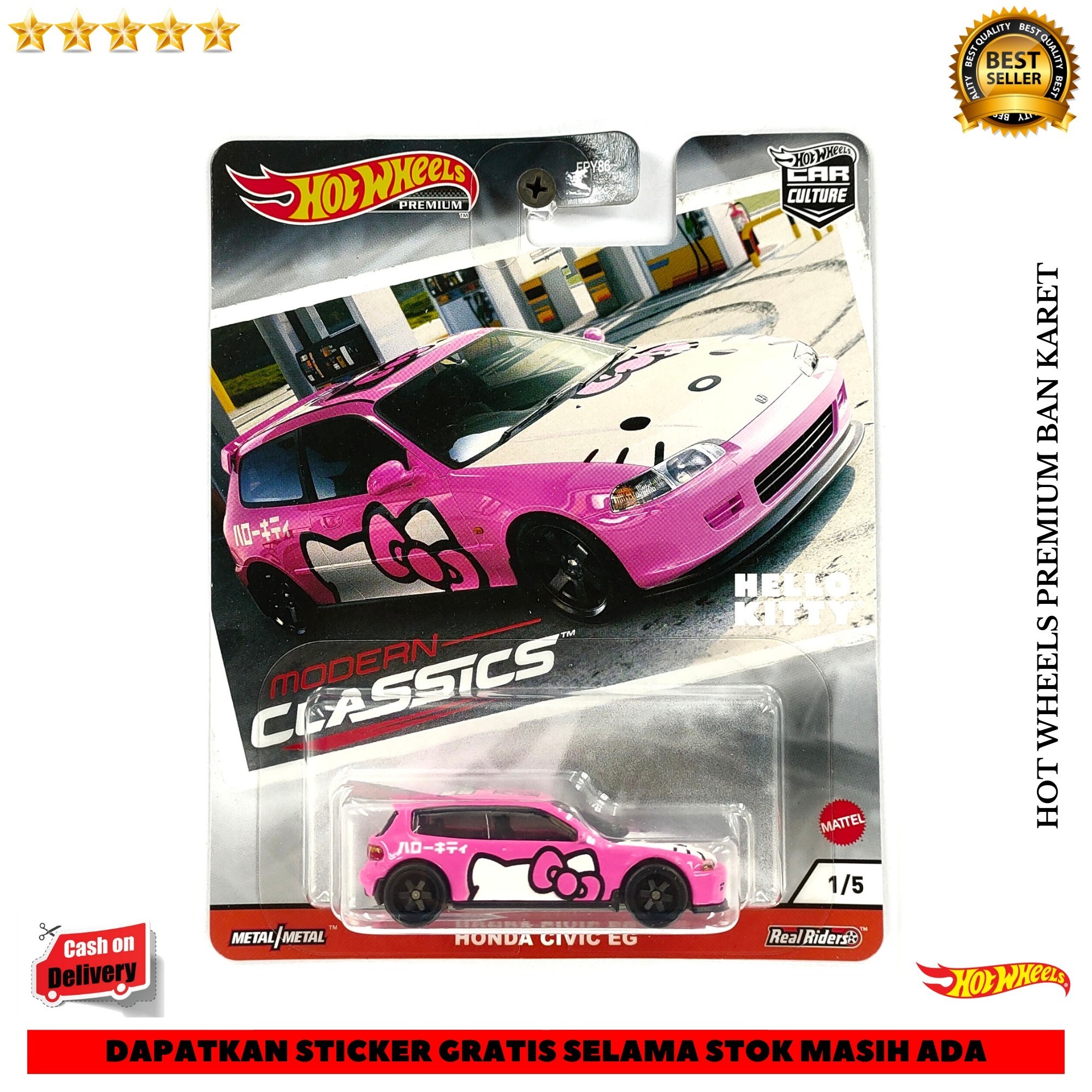 Hot Wheels Premium Honda Civic EG Hello Kitty Pink Car Culture Lazada