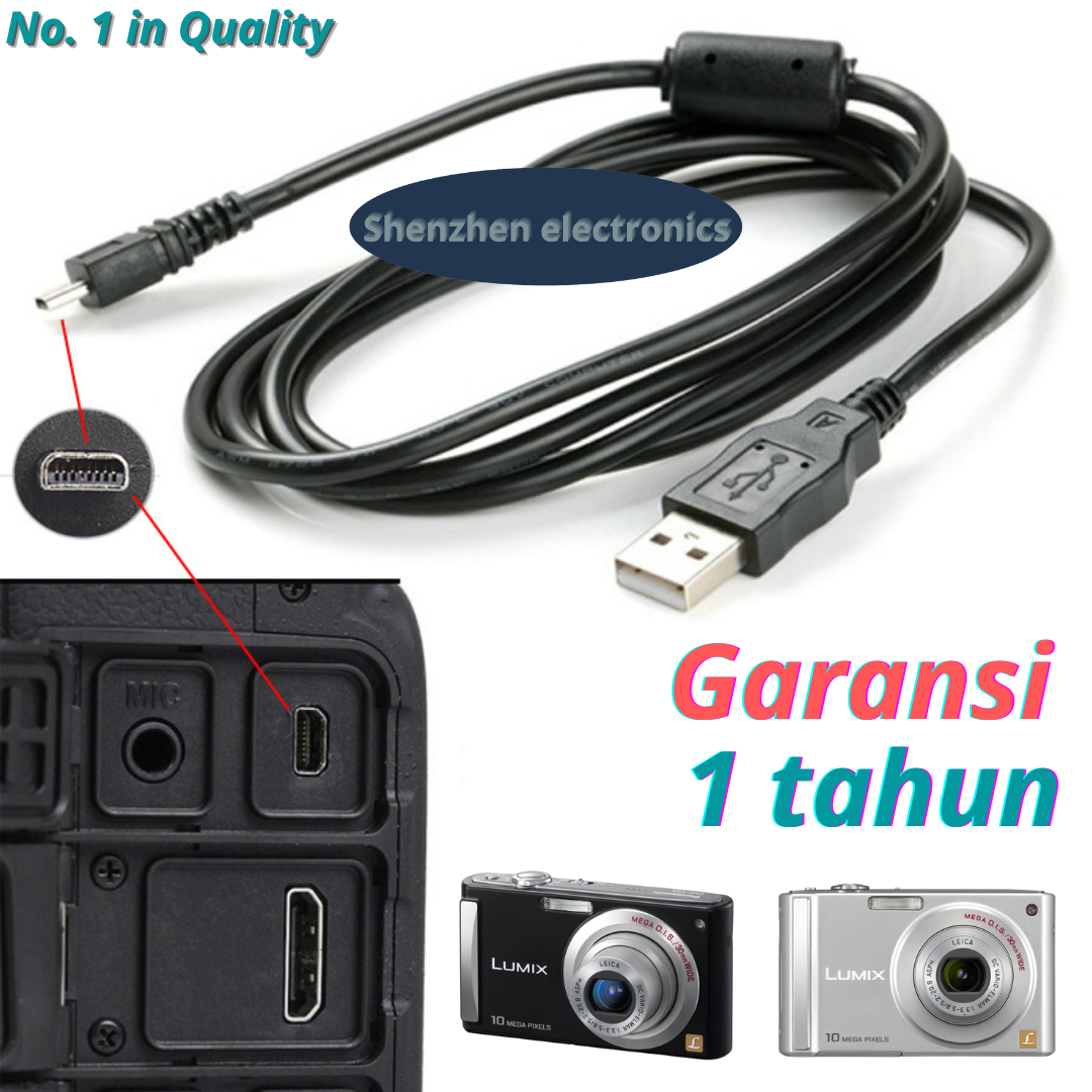 Vhbw Cavo Dati USB 150 Cm Per Fotocamera Panasonic Lumix DMC-FS45, FS50, FS62, FT3, Collegamento PC Per Trasferimento Foto E Video, Sostitutivo Originale