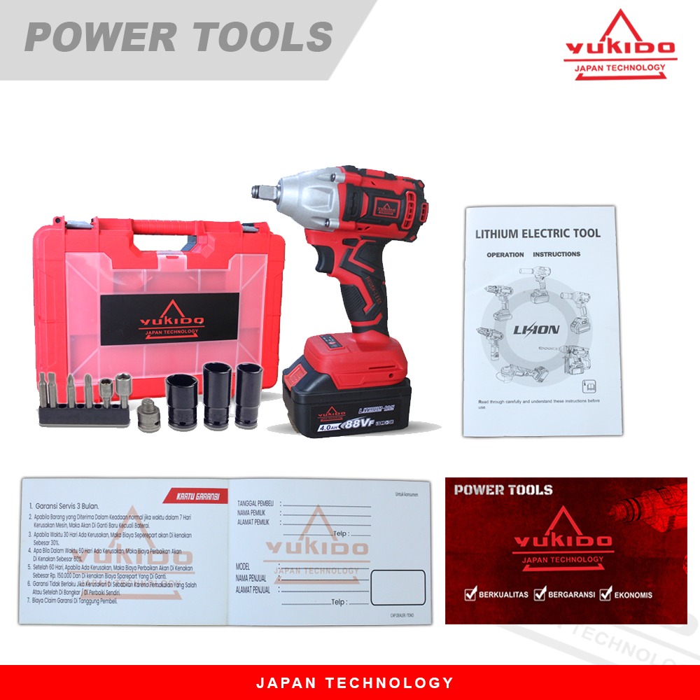 YUKIDO 48vV Bor Cordless Impact Wrench as 330Nm 48 volt bor cas murah 2
