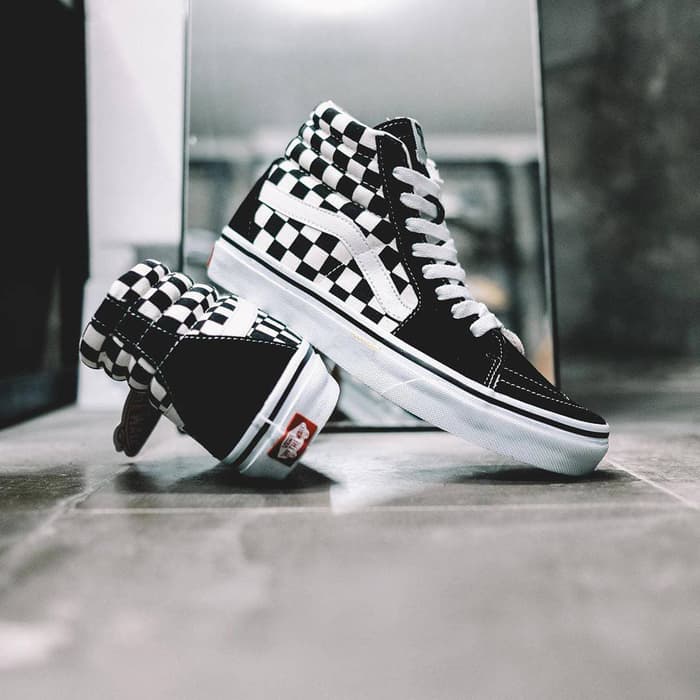 checkered high tops vans