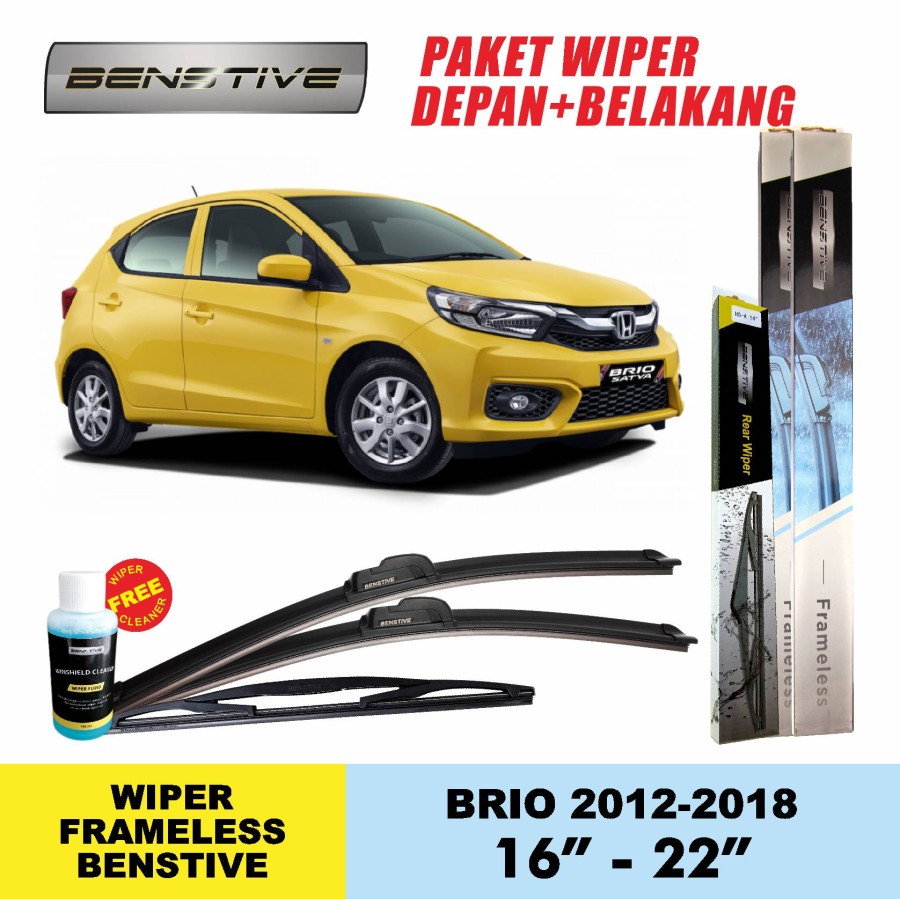 Wiper frameless BENSTIVE Brio 16 dan 22 depan belakang | Lazada Indonesia