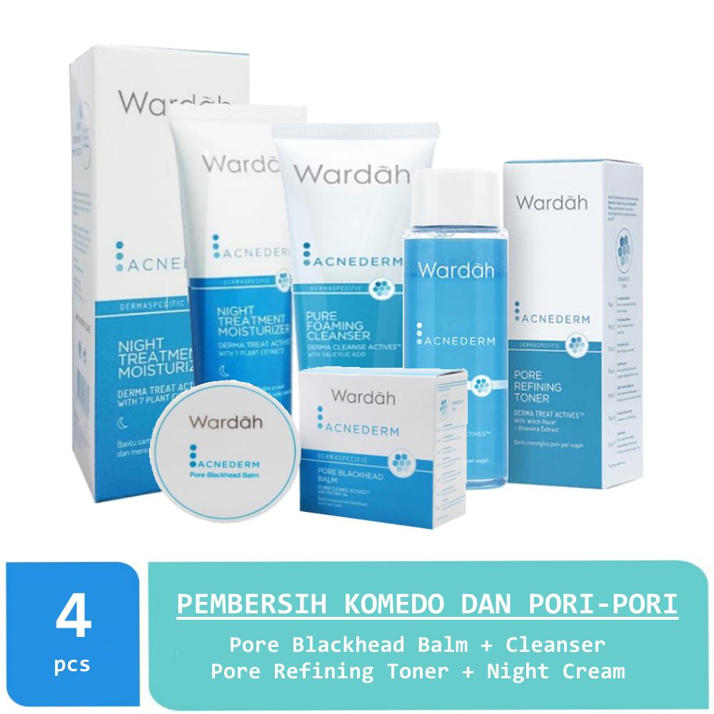 Wardah Acnederm - Paket Pembersih Komedo - 4 pcs (Balm + Cleanser + Toner + Night Cream)