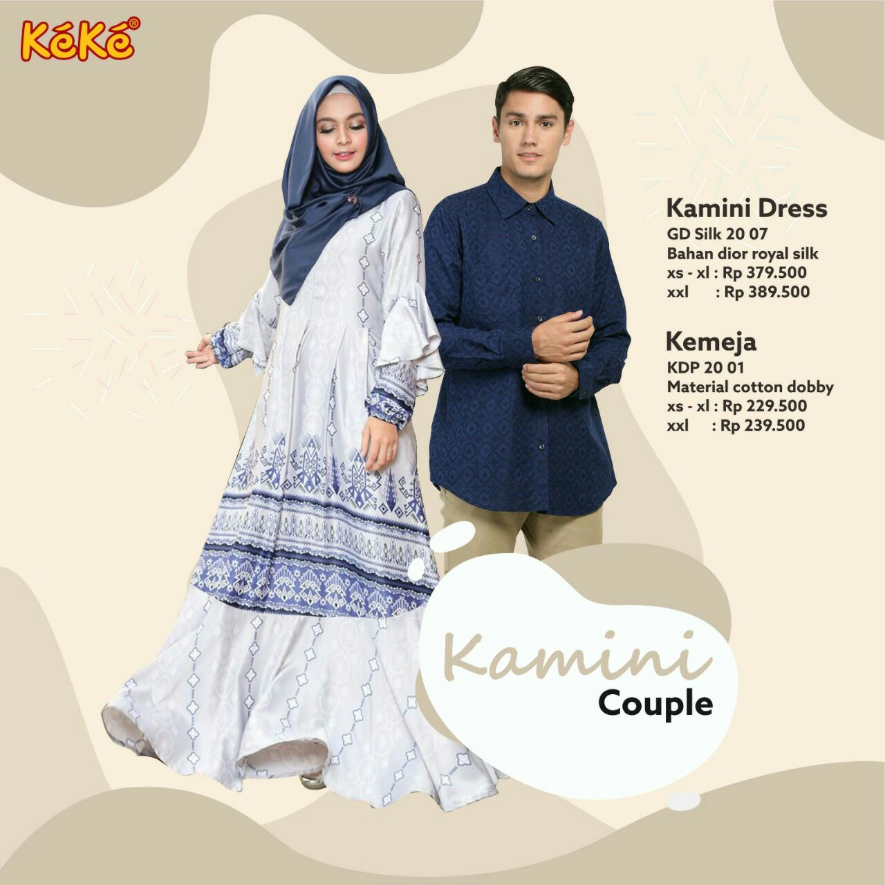 Keke Baju Muslim Couple kamini 20 07 Silver Navy Lazada Indonesia