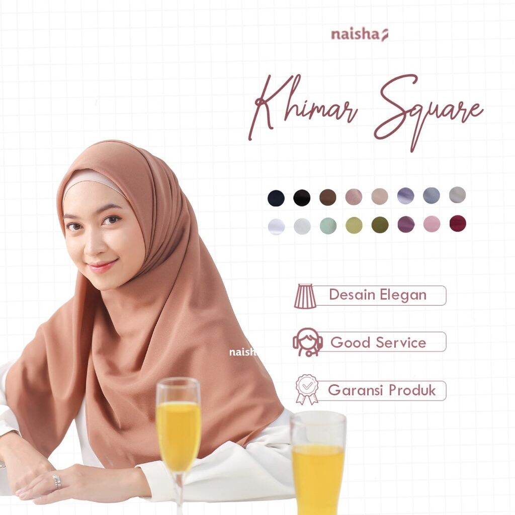 [ Hijabasket ] Khimar Segi Empat Naisha | Kualitas Premium
