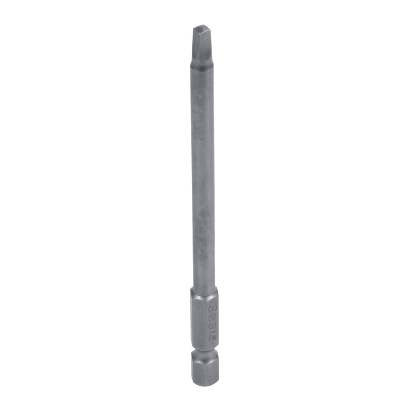 1/4 inch Hex Shank 6mm Dia Shaft 100mm Long Square Screwdriver Bit Gray