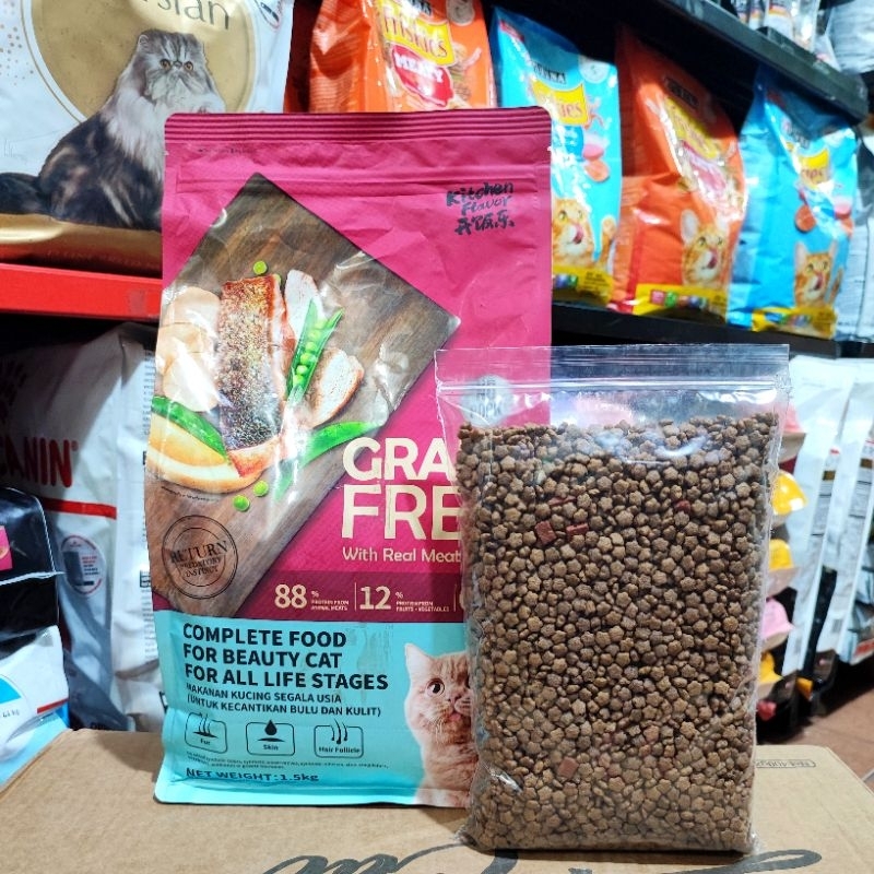 Makanan Kucing kitchen flavor beauty all life stage grain free
