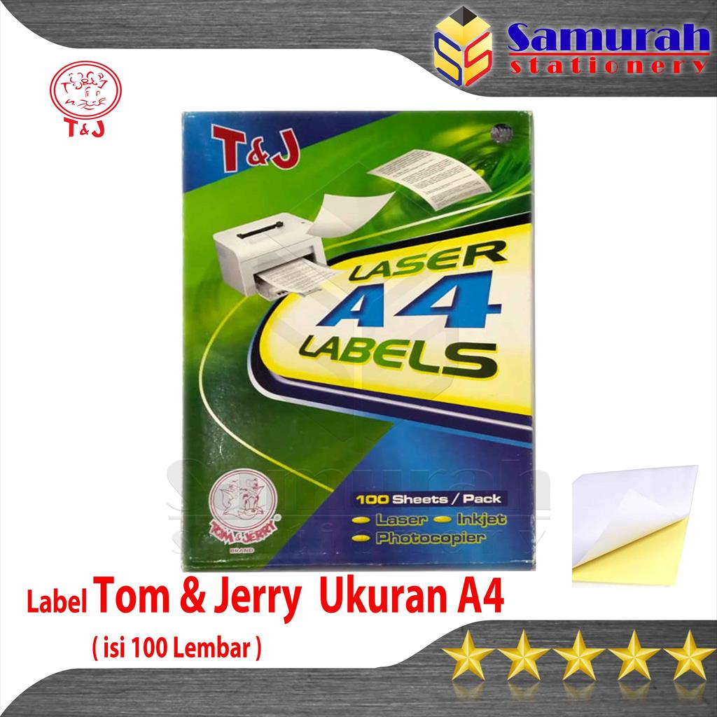 Kertas Laser Label Stiker HVS Tom & Jerry Ukuran A4 isi 100 Lembar ...