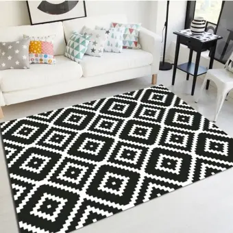 Sjeu Free Shipping Nordic Geometric Black And White Area Rugs Living Room Bedroom Carpet Minimalist Modern Floor Rug Bedside Balcony Hallway Mats Lazada Singapore