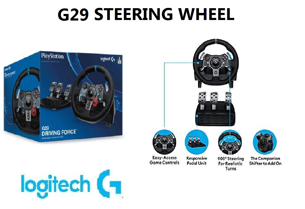 LOGITECH G29 DRIVING FORCE WHEEL for PC/Ps5/Ps4/Ps3 Steering Wheel + Pedals Black Lazada Indonesia
