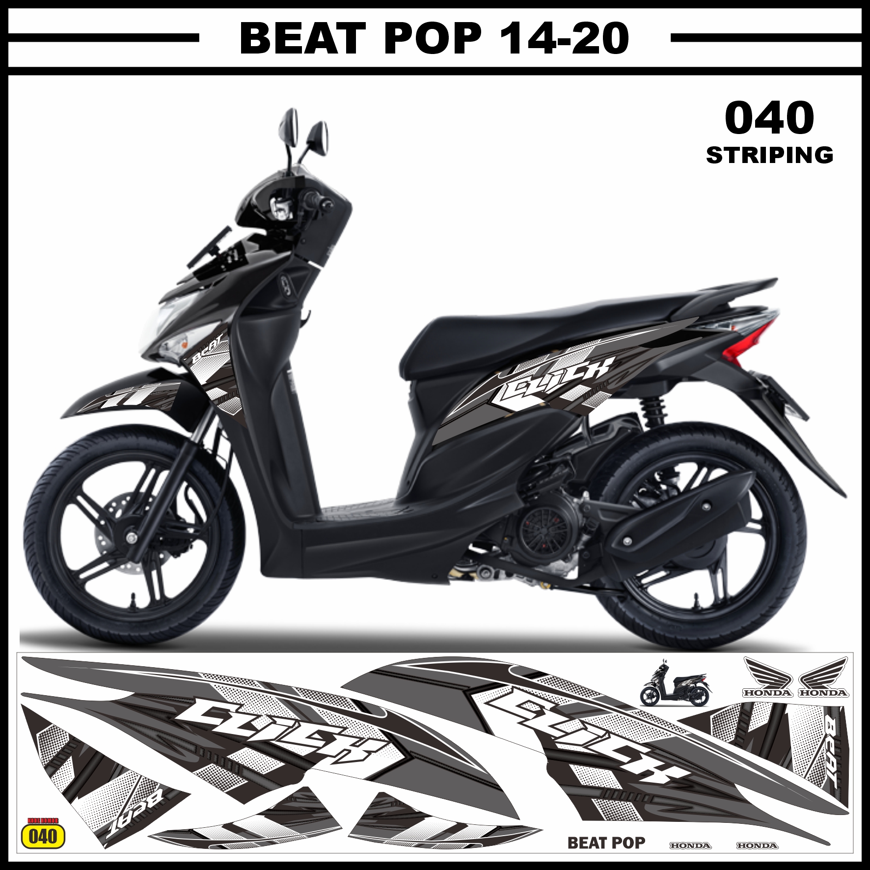 Stiker Striping Honda Beat Pop 2014 2020 Variasi Click RZ005 Decal Aldea Lazada Indonesia