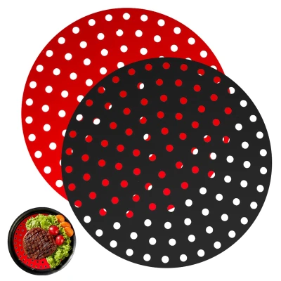 PWD0442 Steaming Basket Round Reusable Non-Stick Oil Mats Air Fryer Liners Grill Pad Baking Tools