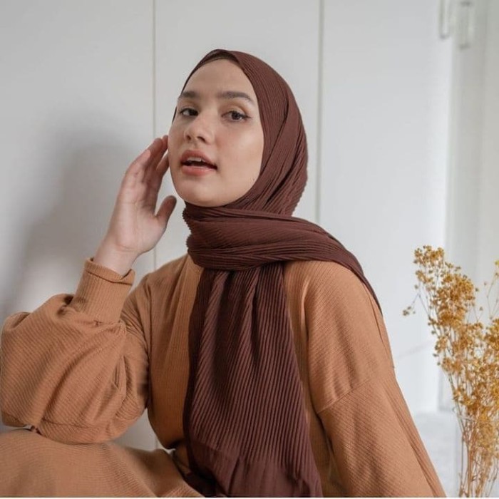 Jilbab plisket warna milo