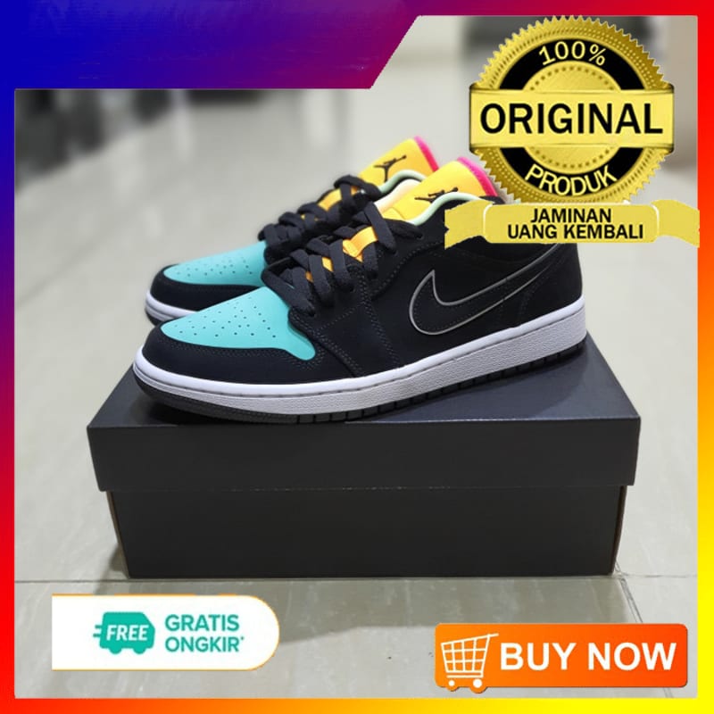 Air Jordan 1 Low Black Aurora Green Orange - 100% ORIGINAL - 42 | Lazada  Indonesia