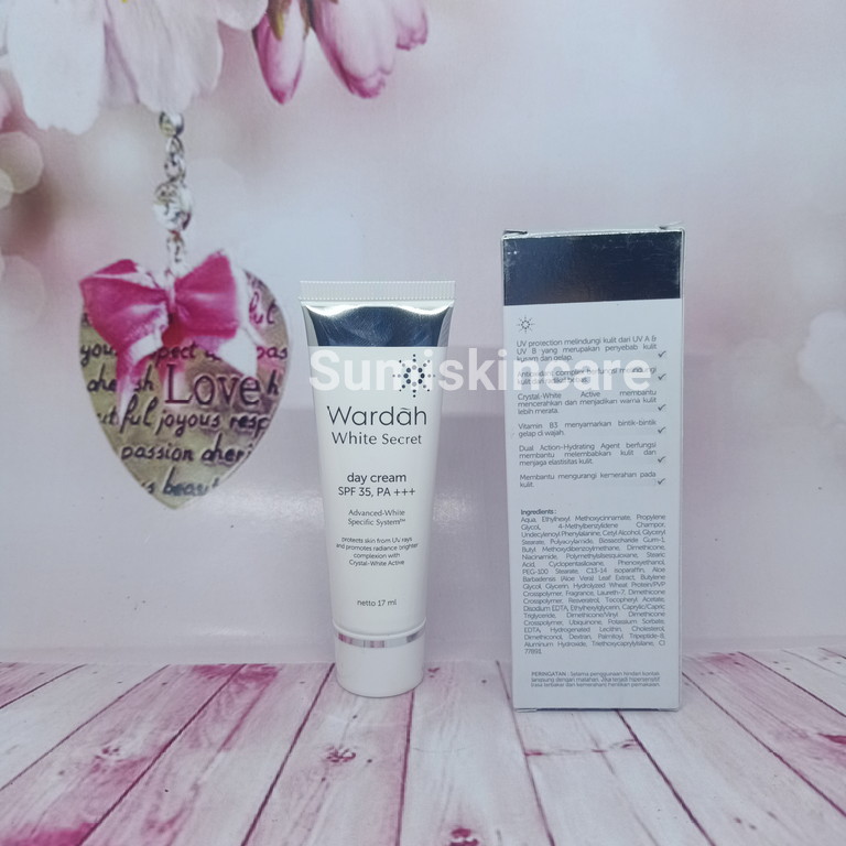 WARDAH White Secret Day Cream 17ml - Krim Pagi - Skincare Wajah/Cream Pagi Pemutih wajah Wardah/Cream Pagi Penghilang Flek Hitam/Cream Pencerah Wajah Wardah