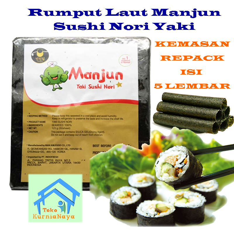 Manjun Yaki Sushi Nori Lembar Rumput Laut Nori Sushi Lembar Seaweed Rumput Laut Kimbap