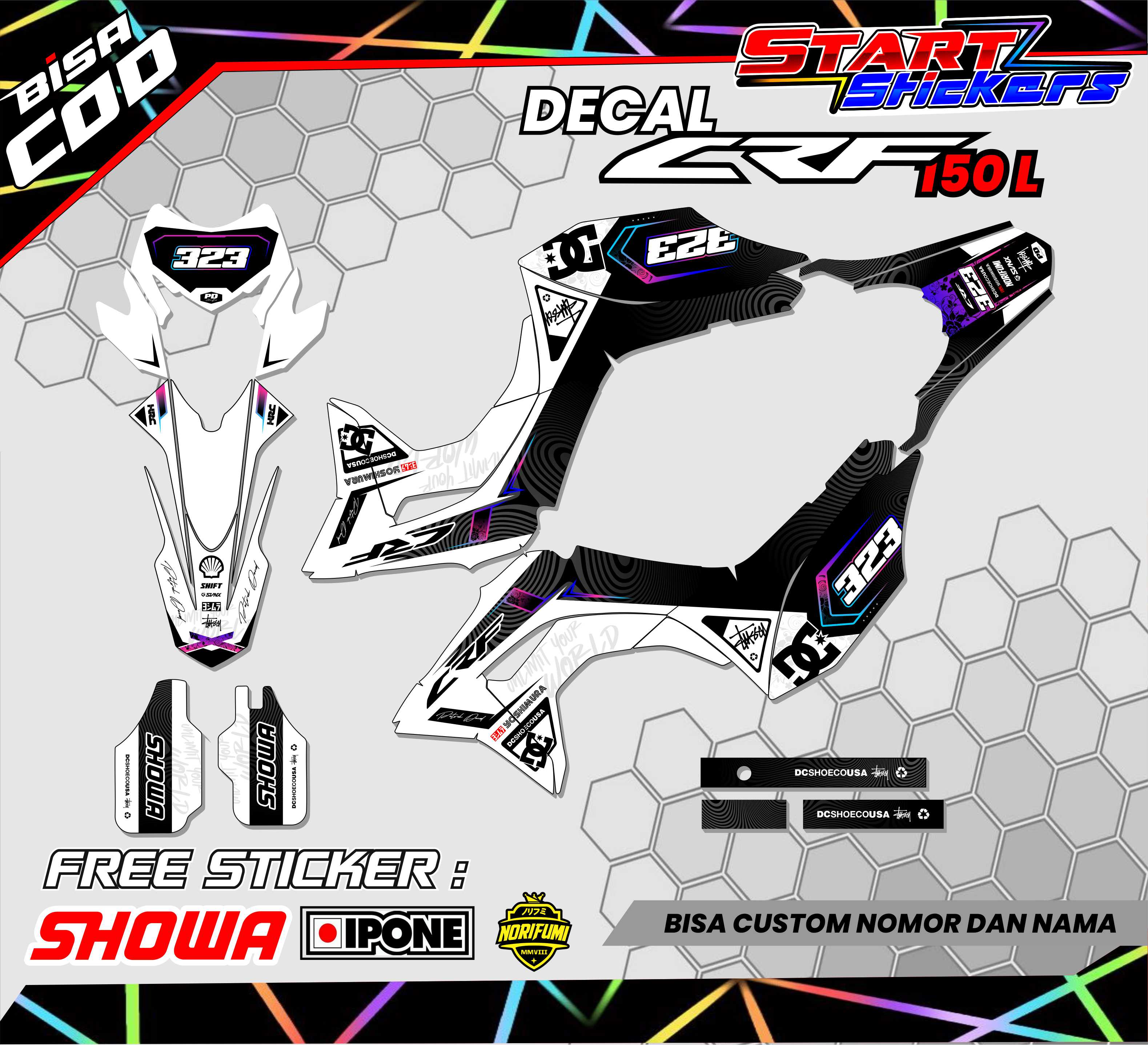 DECAL HONDA CRF 150 L FULL BODY / DECAL FULL BODY MOTOR CRF 150 L ...