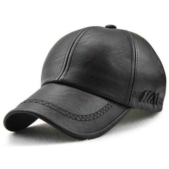 Topi Baseball Aksen Kulit Faux Leather Caps Outdoor Snapback Sport Cap Casual Hat Aksesoris Pria Wanita Men Women Fashion Accessories Pelindung Tudung Tutup Penutup Kepala Anti Panas Head Protector Jalan Hangout Travel Olahraga Sporty Cool S0603 - Black By Topaten