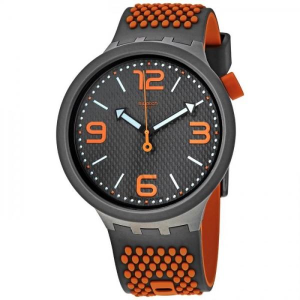 Swatch Jam Tangan Pria Hitam Rubber Orange SO27M101