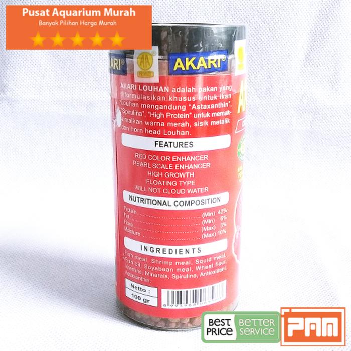 Makanan Ikan Louhan Akari Louhan 100gr PREMIUM Agar Merah Terbaik