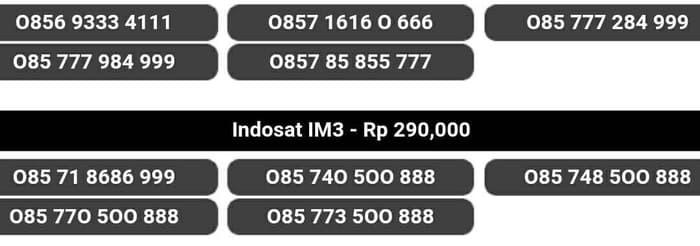 kartu indosat im3 seri triple 000/666/777/888/999 hoki super