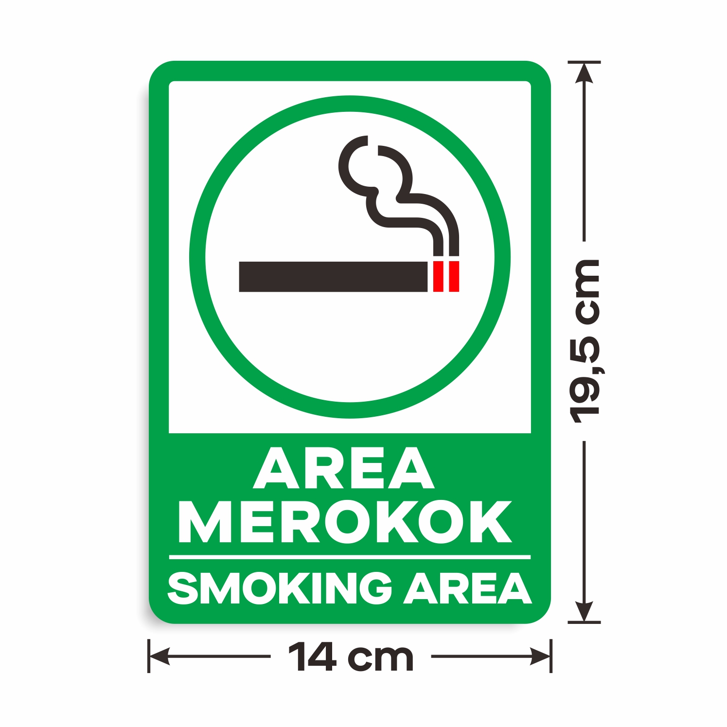 Sticker Sign Vinyl Stiker Area Merokok Smoking Area 14 x 19,5 cm ...
