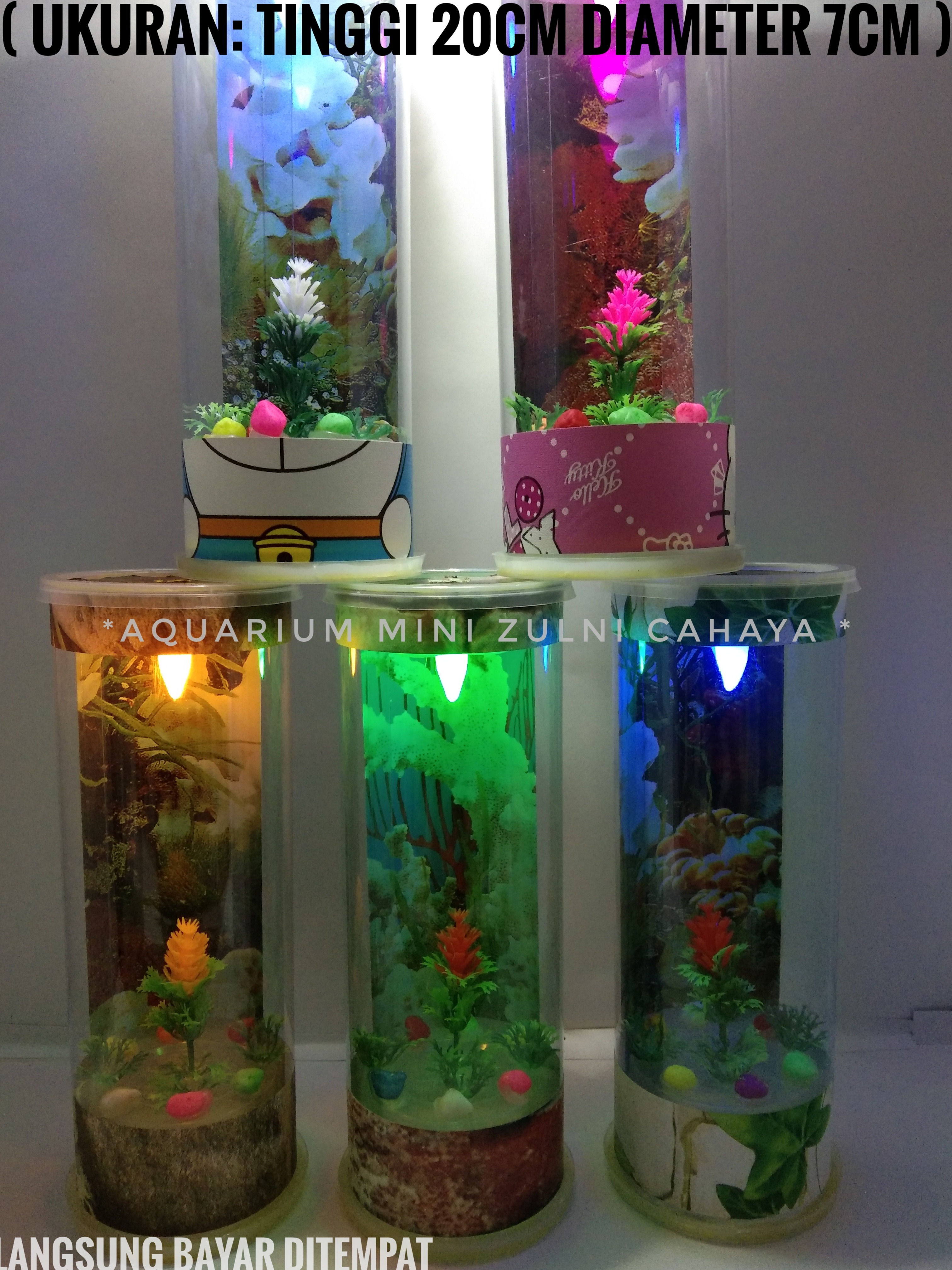 Promo Aquarium Mini Dilengkapi Lampu Warna Tanaman Bunga Batu Warna Backgraund 3d Lazada Indonesia Aquarium mini harga murah