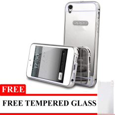 Elegant Case Aluminium Bumper For Oppo f1 Selfie new 2016 - Silver + Gratis Tempered Glass