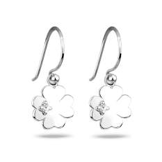 Elli 925 Silver Anting Clover Leaf Swarovski Elements Putih