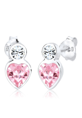 Elli 925 Silver Anting Heart Swarovski Elements Rose Rose