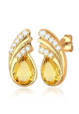 Elli Germany 925 Sterling Silver Anting Fashion Lapis Emas 24K Citrine Yellow Kuning