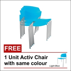 Ergosit Kursi Tumpuk Active 4 unit Free 1 unit - Light Blue - Khusus Jakarta