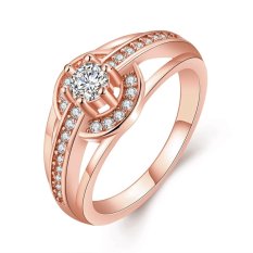 Keabadian Love Wanita Cantik 18 K Rose Gold Plated Round Solitaire Lamaran Cincin Pernikahan Rings Best Perhiasan Janji Dia Tony Anniversary Collection Cincin Perhiasan
