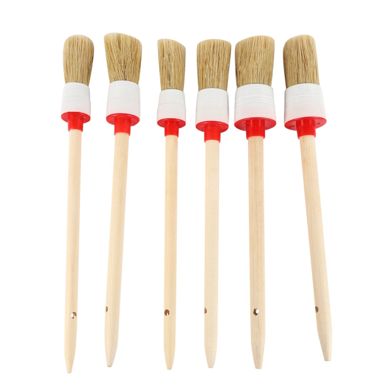 6 Pieces Detail Brushes Cleaning Brushes Soft Hair Bristles Brush for Car Cleaning Wheels Dashboard Interior Exterior Leather Air Vents Emblems