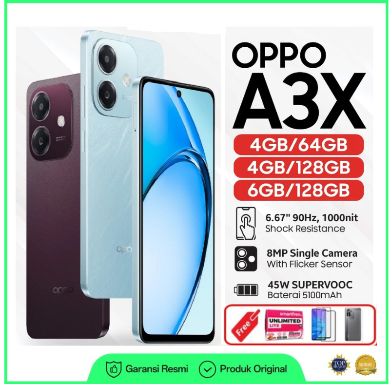 Oppo A3x 4/64GB 4/128GB 6/128GB Chipset Qualcomm Snapdragon 6s Gen