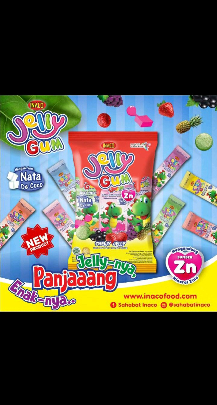 Snack Inaco Jelly Gum Nata de coco ( 5pcs x 35 gr) cemilan enak dan