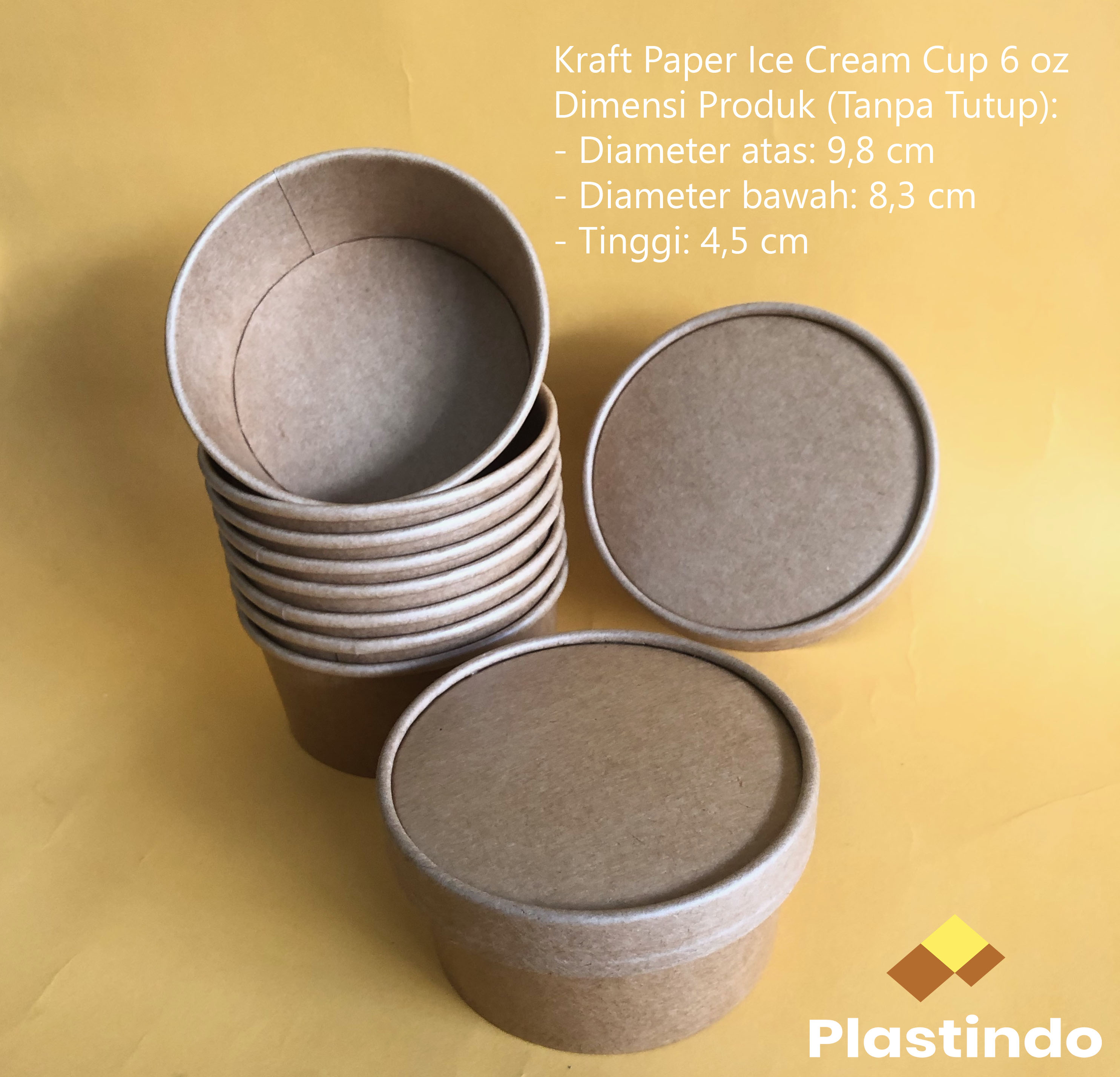 Kraft Paper Ice Cream Cup 6 Oz Isi 25 pcs TANPA TUTUP | Es Krim Cup ...